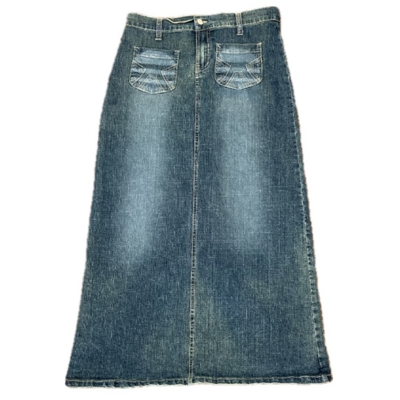 Vese Vintage Denim Maxi Skirt Jean Skirt Stretch Size 7-8 - Picture 1 of 16